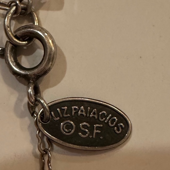 Vintage Liz Paiacios of SF Silver and Pink Crystal Floral Necklace - Picture 3 of 5